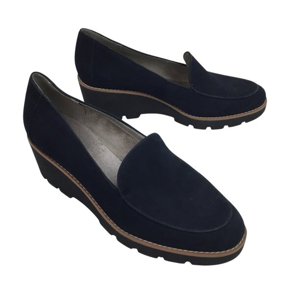 Vionic Ava Womens Navy Suede Wedge Loafers Size 10 - Picture 7 of 11